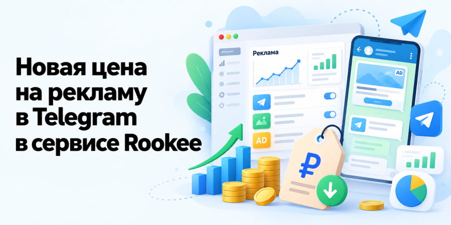 Новая цена на рекламу в Telegram в сервисе Rookee