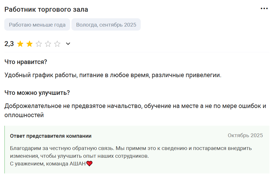 отзыв с ответом компании отзыв с ответом компании