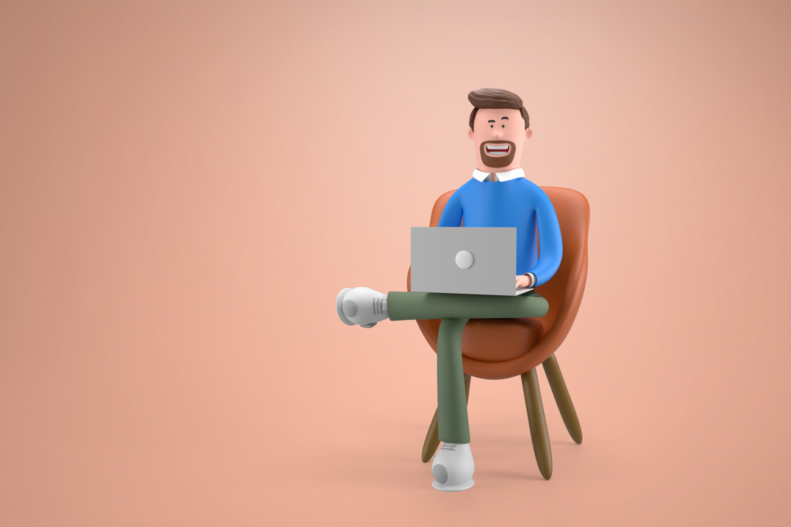 Рисунок: человек с ноутбуком
